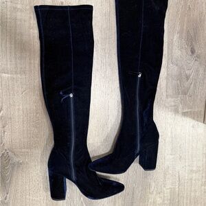 Zara Women's Dark Velvet Heeled Boots